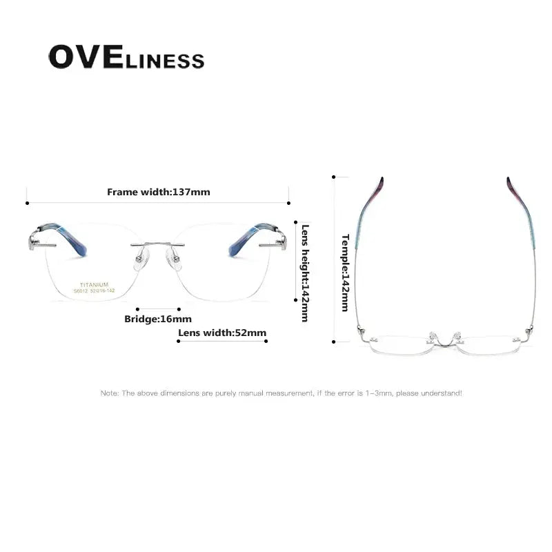 Women's Oval Rimless Titanium Prescription Glasses 196012 — view 6 | Rx Spectacle