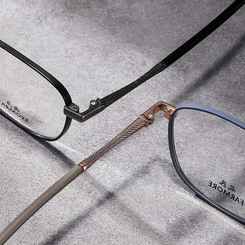 Unisex Square Full Rim Titanium Prescription Glasses FM040 — view 5 | Rx Spectacle