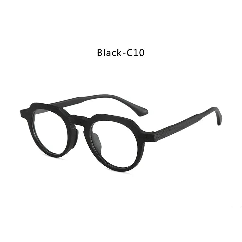 Unisex Round Full Rim Wood Flat Top Prescription Glasses 2310 — view 11 | Rx Spectacle