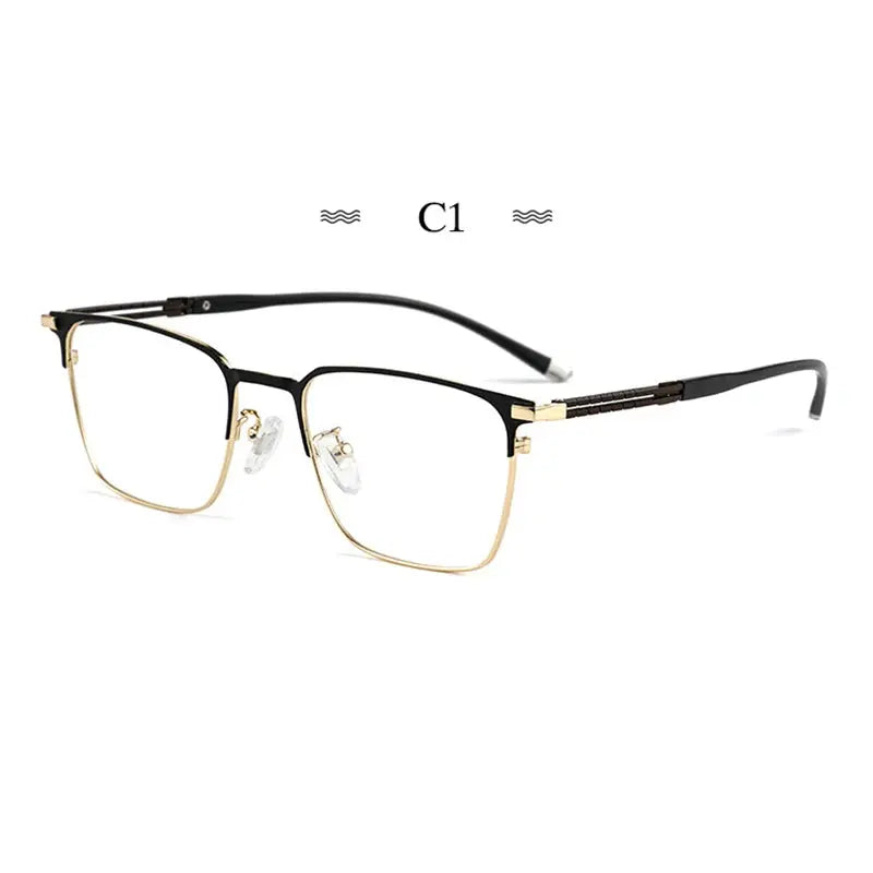 Unisex Browline Semi-Rimless Titanium Prescription Glasses 486097 — view 3 | Rx Spectacle