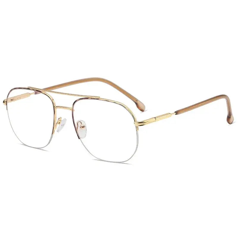 Unisex Square Semi-Rimless Titanium Prescription Glasses 95926 — view 6 | Rx Spectacle