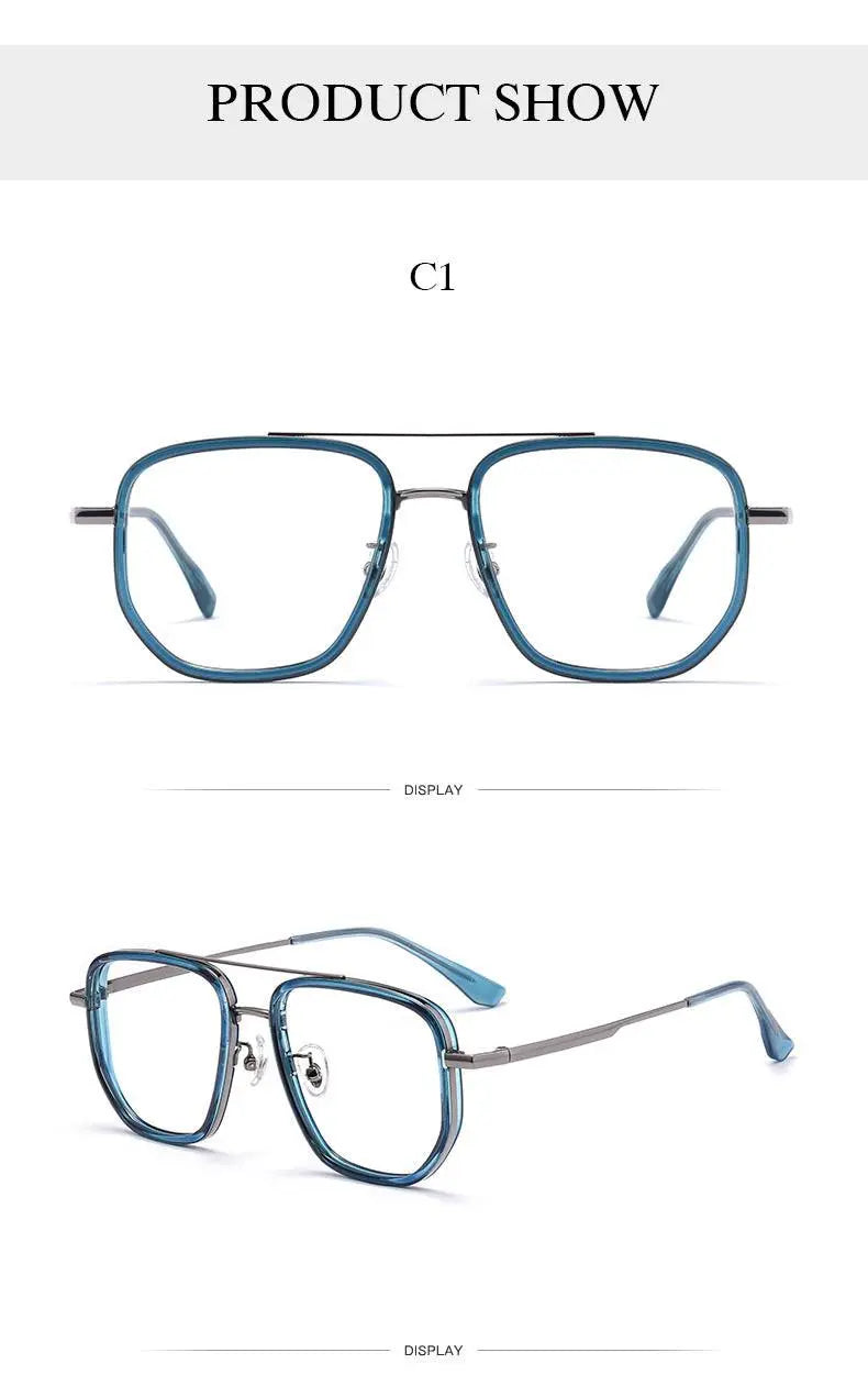 Men's Square Full Rim Titanium Prescription Glasses 2217yj — view 11 | Rx Spectacle