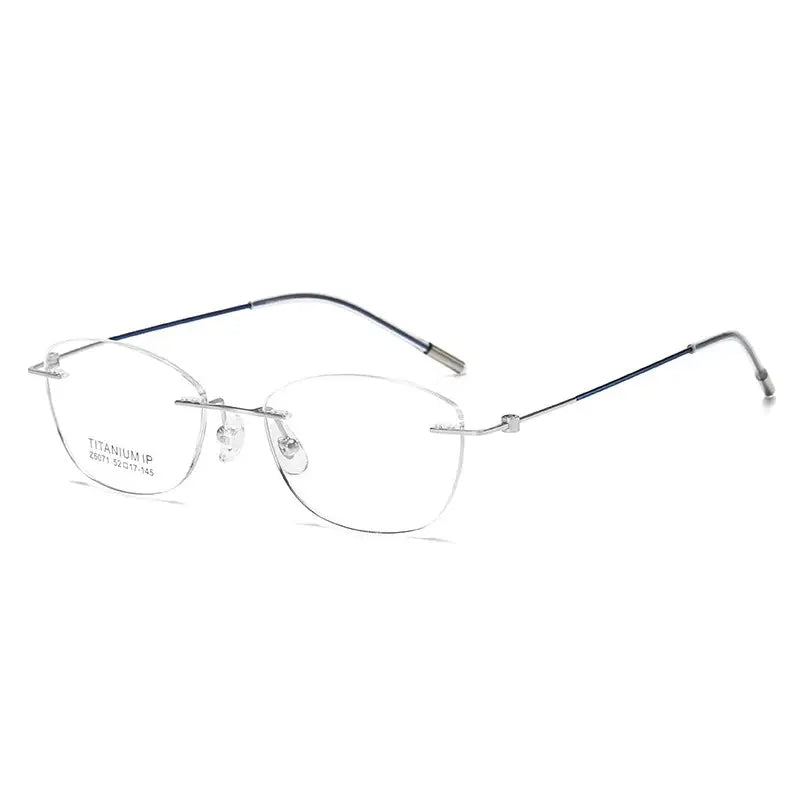 Women's Cat Eye Rimless Titanium Prescription Glasses 56071 — view 7 | Rx Spectacle