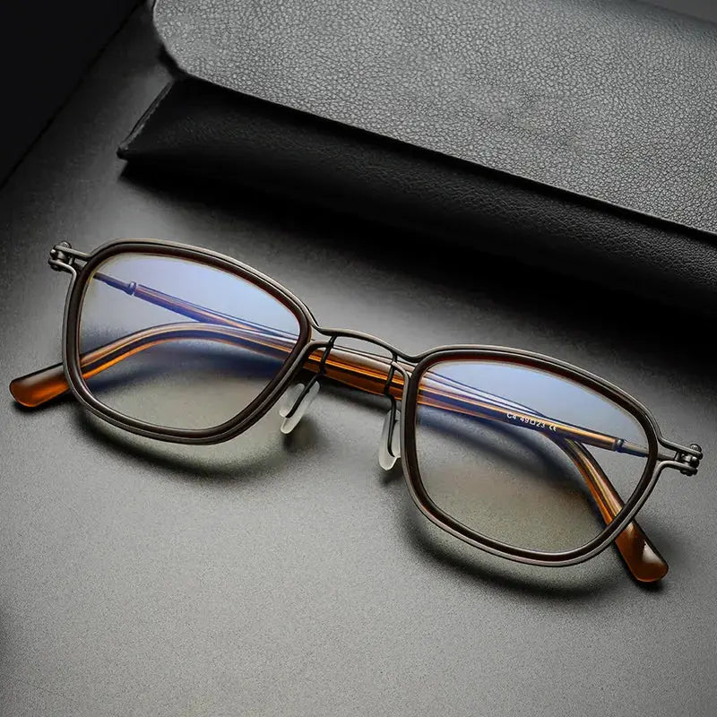 Unisex Square Full Rim Titanium Prescription Glasses Sc19 — view 1 | Rx Spectacle