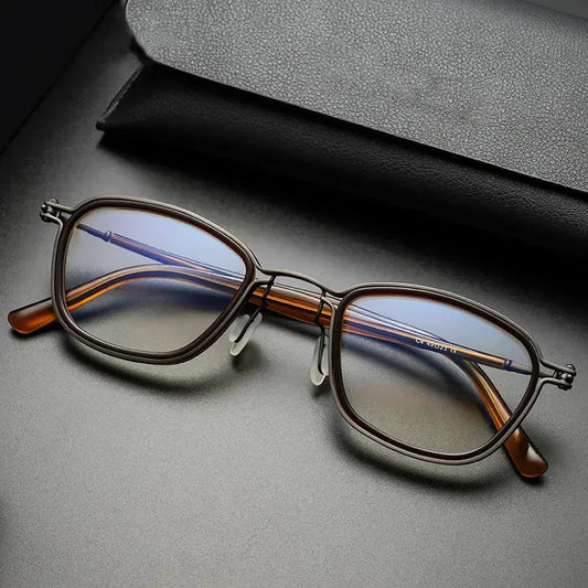 Unisex Square Full Rim Titanium Prescription Glasses Sc19 — view 1 | Rx Spectacle