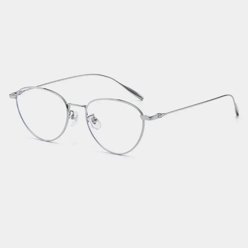 Unisex Oval Full Rim Titanium Flat Top Prescription Glasses 630885 — view 4 | Rx Spectacle