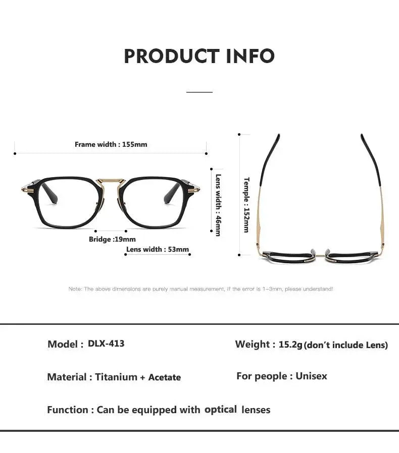 Unisex Square Full Rim Titanium Prescription Glasses Dtx413 — view 10 | Rx Spectacle