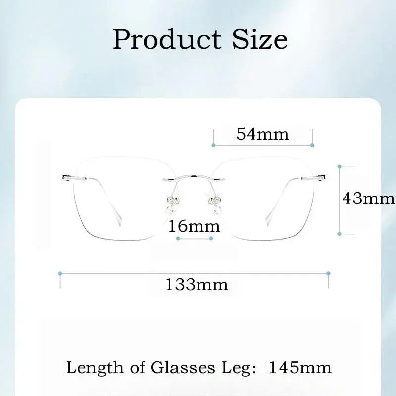 Unisex Square Rimless Titanium Prescription Glasses 1912ti — view 8 | Rx Spectacle
