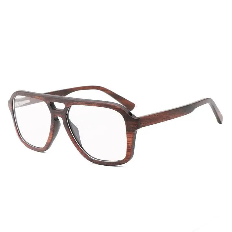 Men's Oval Full Rim Wood Double Bridge Prescription Glasses 5623 — view 4 | Rx Spectacle