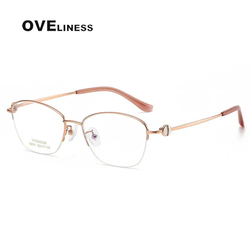 Women's Oval Semi-Rimless Titanium Prescription Glasses 196011 — view 9 | Rx Spectacle