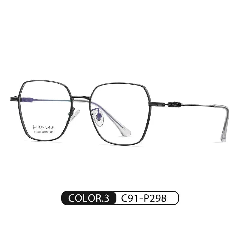 Women's Polygon Full Rim Titanium Flat Top Prescription Glasses 6227 — view 3 | Rx Spectacle