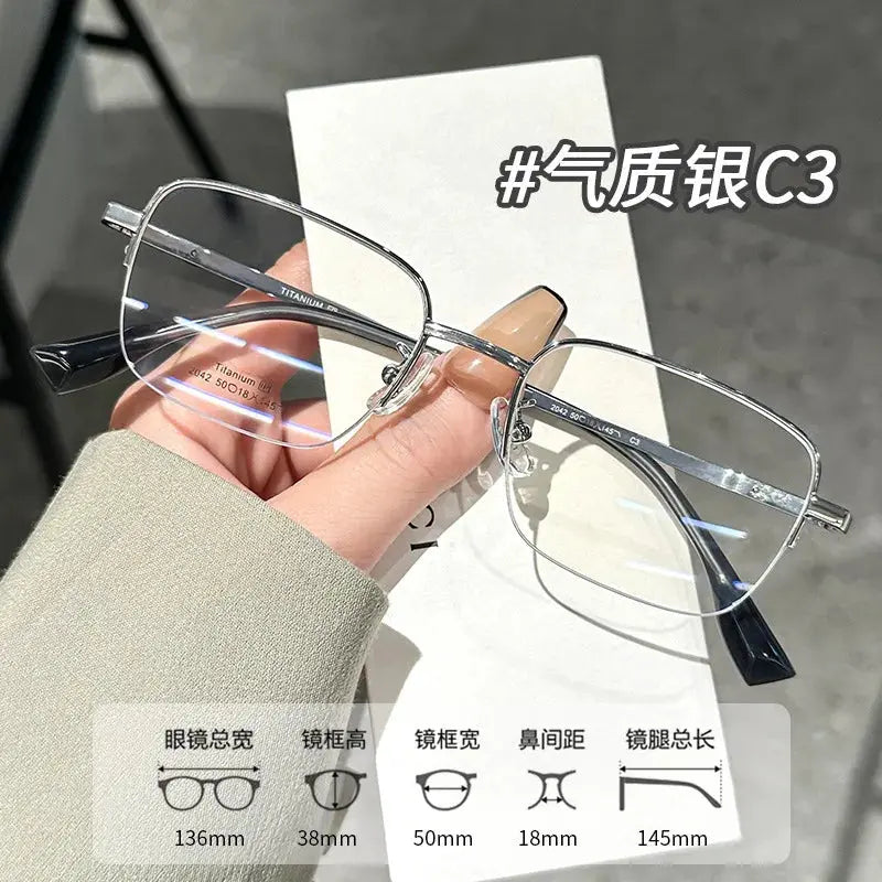 Women's Square Semi-Rimless Titanium Prescription Glasses 120428 — view 3 | Rx Spectacle