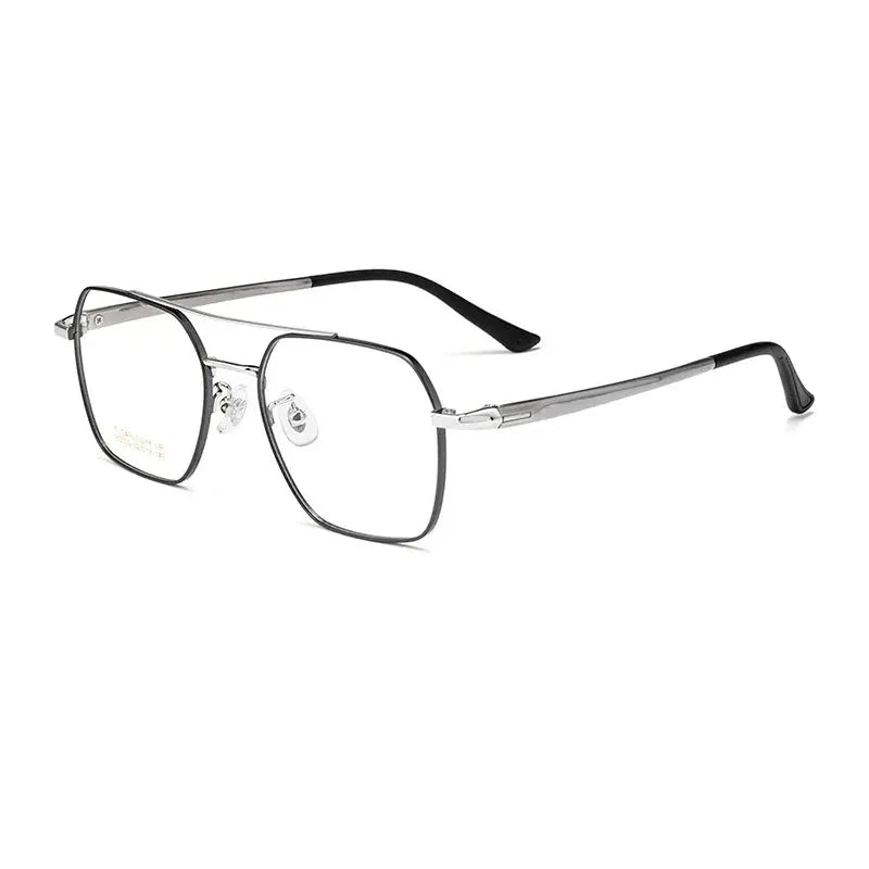 Men's Square Full Rim Titanium Double Bridge Prescription Glasses N80009n — view 5 | Rx Spectacle