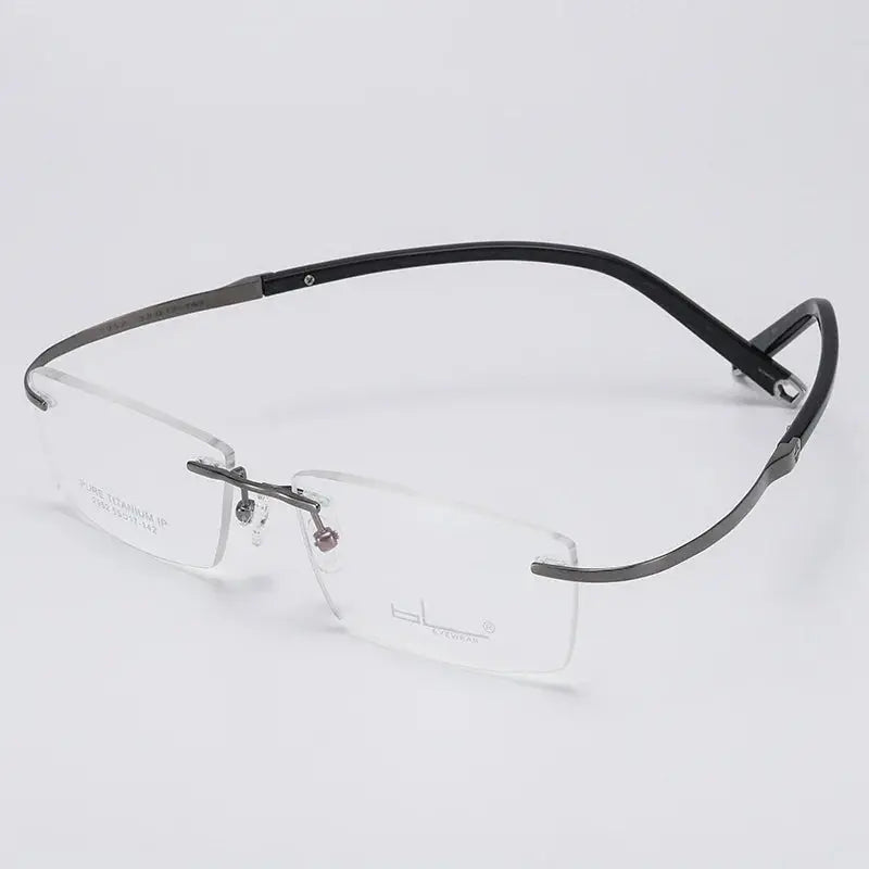 Unisex Rectangular Rimless Titanium Screwless Prescription Glasses 2952 — view 8 | Rx Spectacle