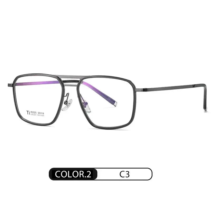 Unisex Square Full Rim Titanium Double Bridge Prescription Glasses 72320 — view 8 | Rx Spectacle