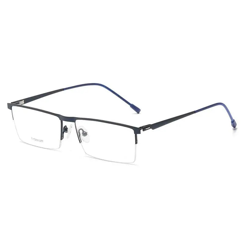 Men's Square Semi-Rimless Titanium Prescription Glasses P8826 — view 6 | Rx Spectacle