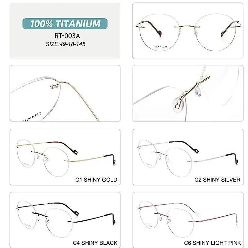 Unisex Round Rimless Titanium Prescription Glasses Rt003a — view 4 | Rx Spectacle