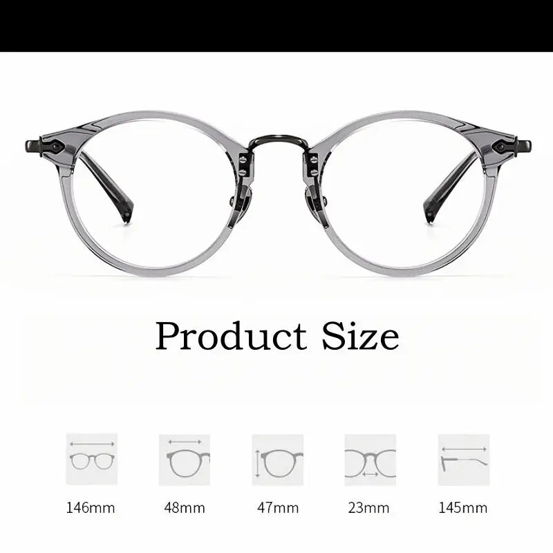 Unisex Round Full Rim Titanium Prescription Glasses Y2055 — view 3 | Rx Spectacle