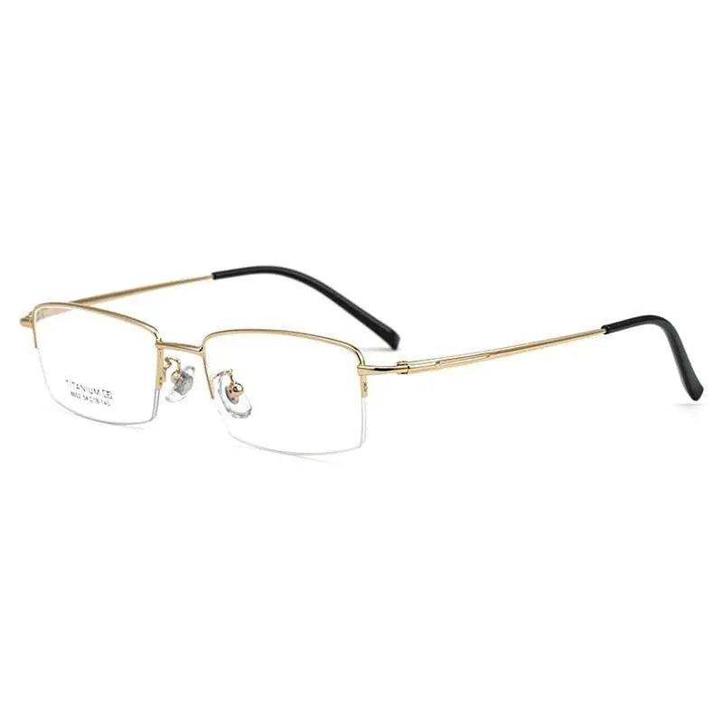 Men's Square Semi-Rimless Titanium Prescription Glasses 8652f — view 2 | Rx Spectacle