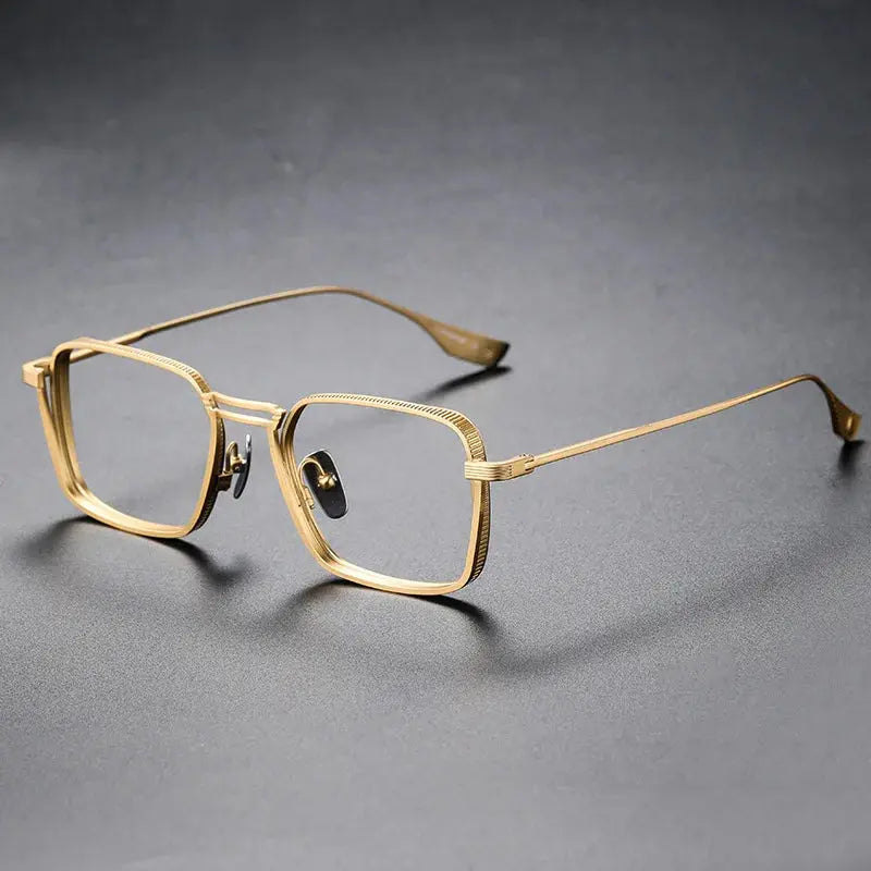 Men's Square Full Rim Titanium Double Bridge Prescription Glasses 958125 — view 5 | Rx Spectacle