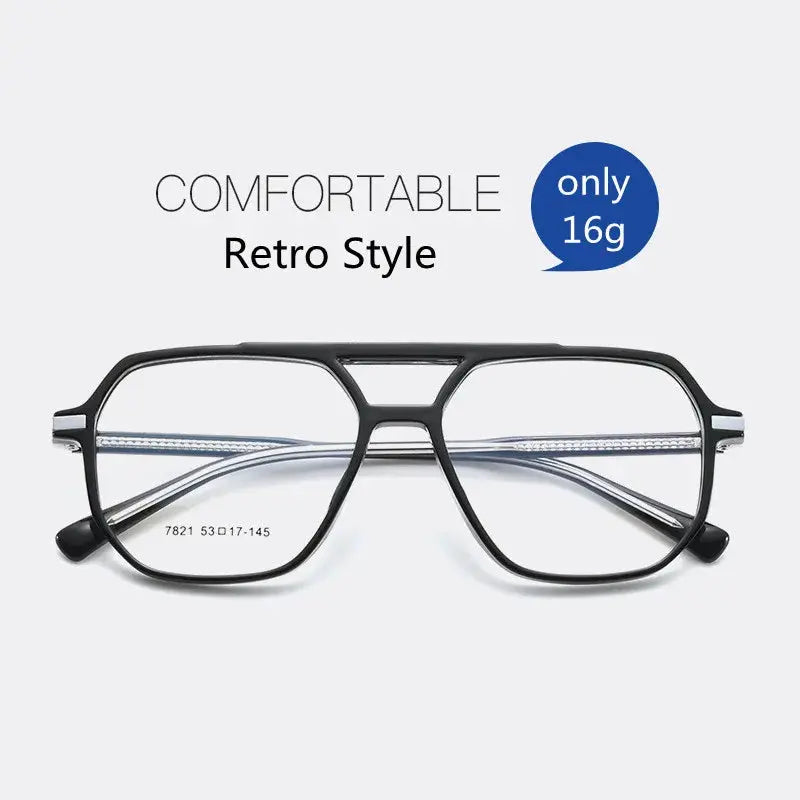 Unisex Oval Full Rim Acetate Double Bridge Prescription Glasses 7821 — view 3 | Rx Spectacle