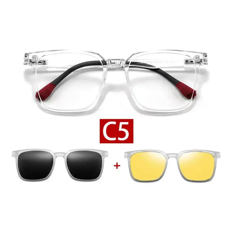 Men's Square Full Rim Acetate Clip-On Prescription Glasses 219000 — view 3 | Rx Spectacle