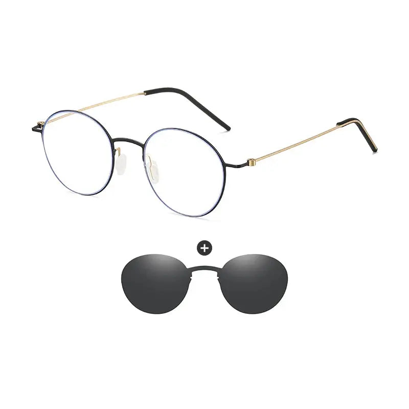 Unisex Round Full Rim Stainless Steel Clip-On Prescription Glasses 790914 — view 3 | Rx Spectacle