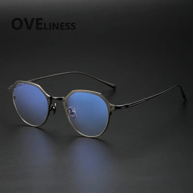 Unisex Polygon Full Rim Titanium Oversized Prescription Glasses 642039 — view 5 | Rx Spectacle