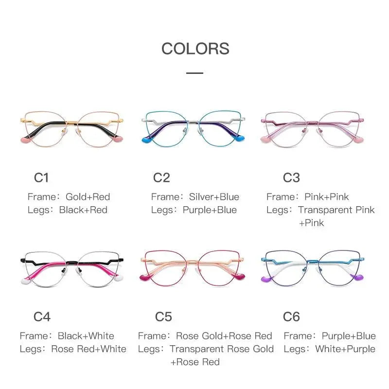 Women's Cat Eye Full Rim Alloy Prescription Glasses 3043 — view 4 | Rx Spectacle