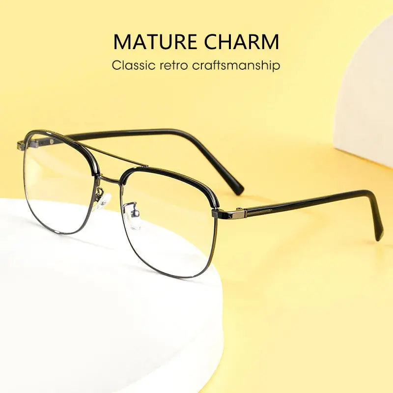 Unisex Square Full Rim Alloy Double Bridge Reading Glasses 18032 — view 1 | Rx Spectacle