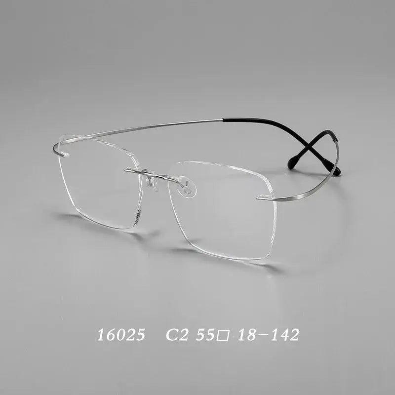 Unisex Square Rimless Titanium Screwless Prescription Glasses 16025 — view 5 | Rx Spectacle