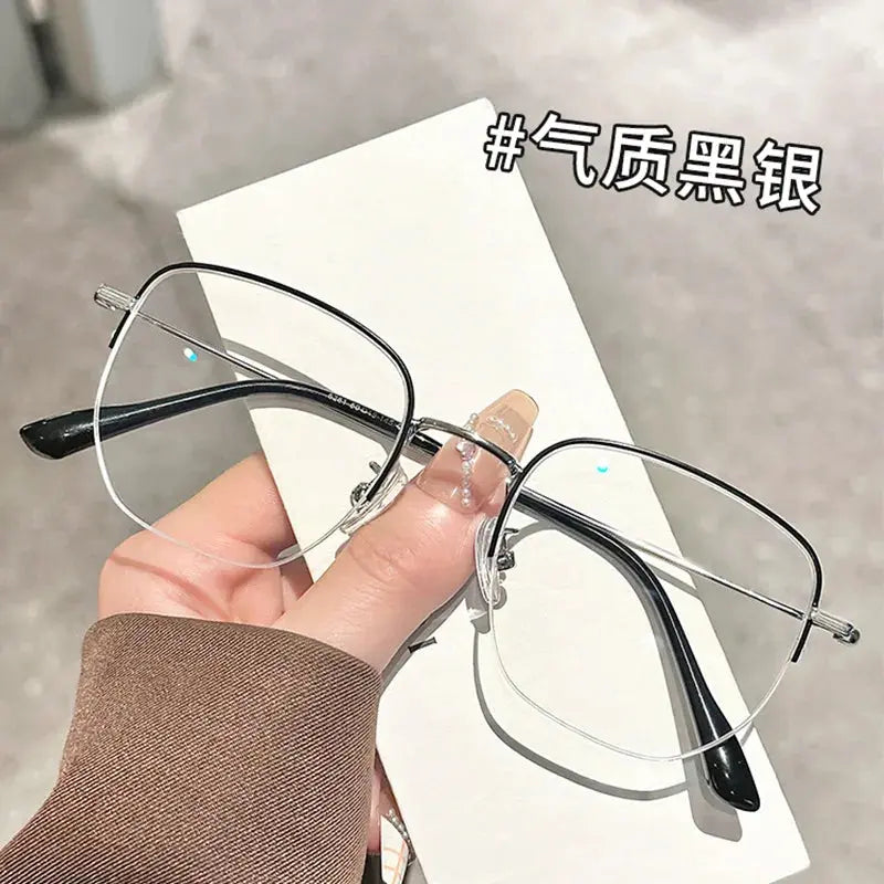 Women's Square Semi-Rimless Titanium Prescription Glasses 62811 — view 7 | Rx Spectacle