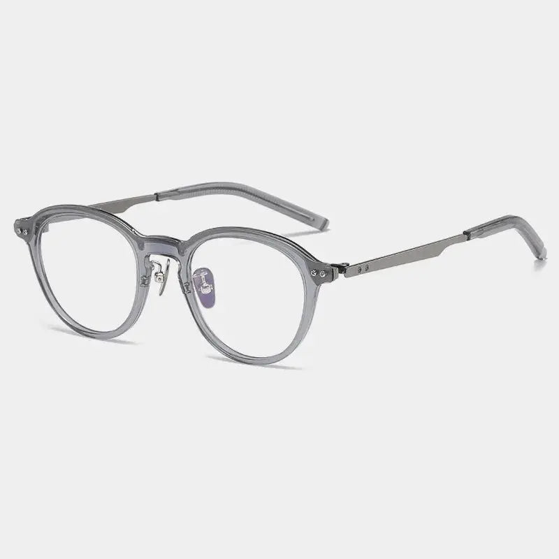 Unisex Round Full Rim Titanium Prescription Glasses 94113 — view 6 | Rx Spectacle