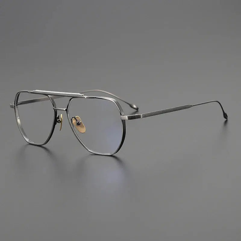 Unisex Oval Full Rim Titanium Double Bridge Prescription Glasses Jr39 — view 1 | Rx Spectacle