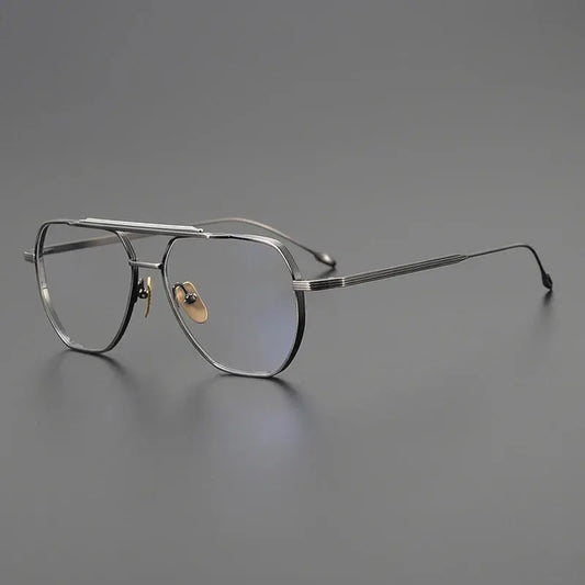 Unisex Oval Full Rim Titanium Double Bridge Prescription Glasses Jr39 — view 1 | Rx Spectacle