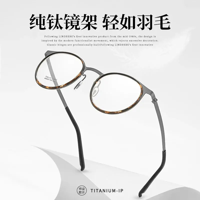 Unisex Round Full Rim Titanium Prescription Glasses J2600 — view 3 | Rx Spectacle