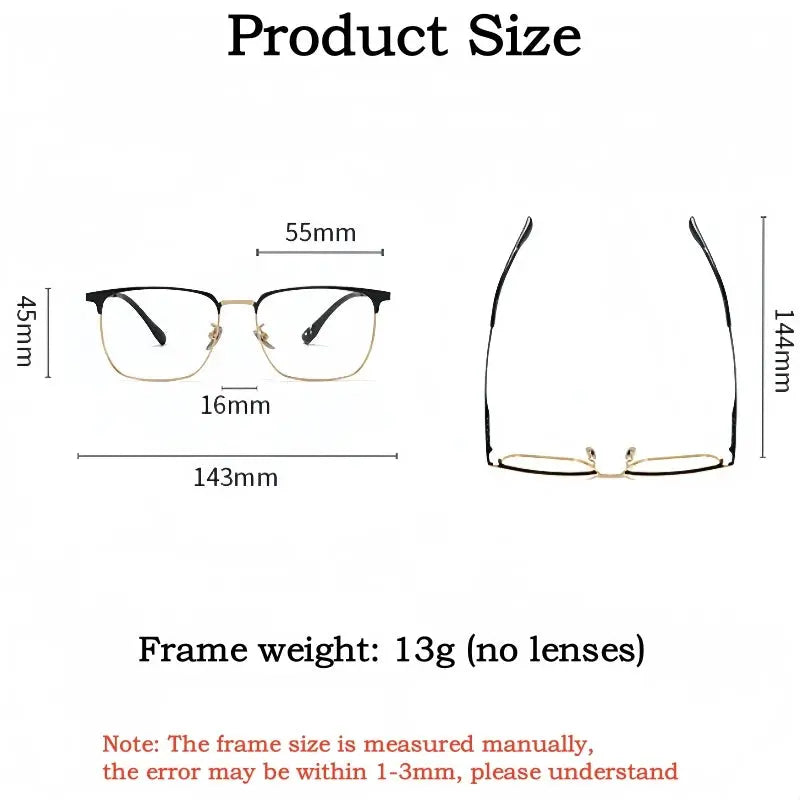 Men's Square Full Rim Titanium Prescription Glasses 351809 — view 2 | Rx Spectacle