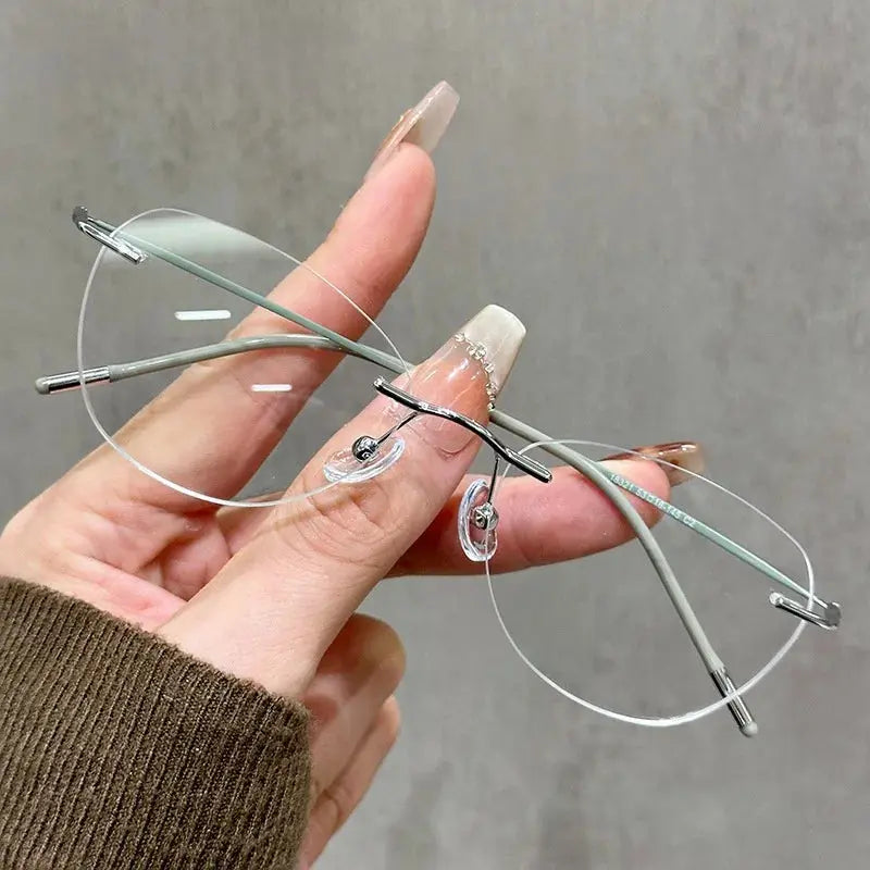 Women's Browline Rimless Titanium Prescription Glasses 418321 — view 4 | Rx Spectacle