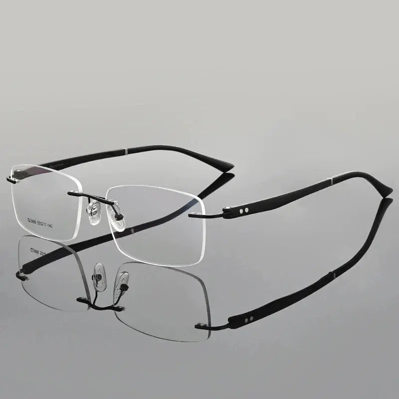 Unisex Square Rimless Titanium Prescription Glasses 82666 — view 5 | Rx Spectacle