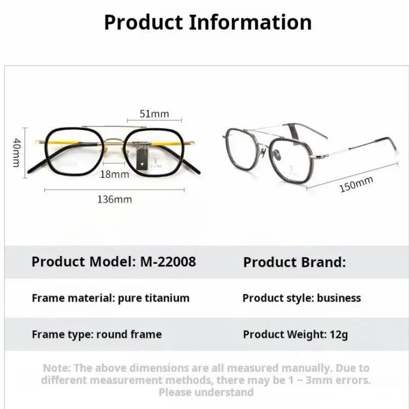 Women's Square Full Rim Titanium Double Bridge Prescription Glasses 722108 — view 2 | Rx Spectacle