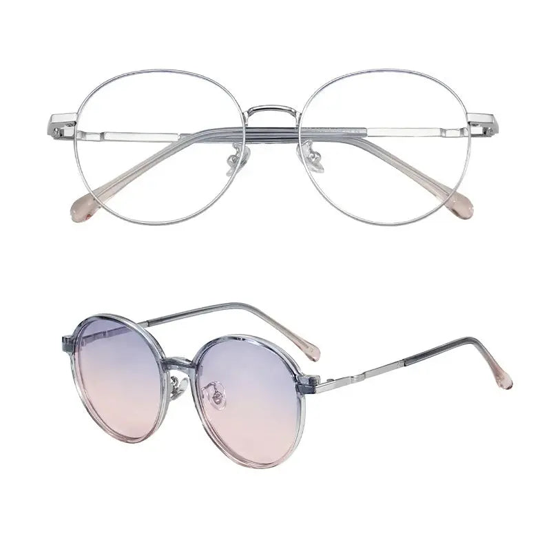 Unisex Round Full Rim Alloy Clip-On Prescription Glasses Y1106 — view 10 | Rx Spectacle