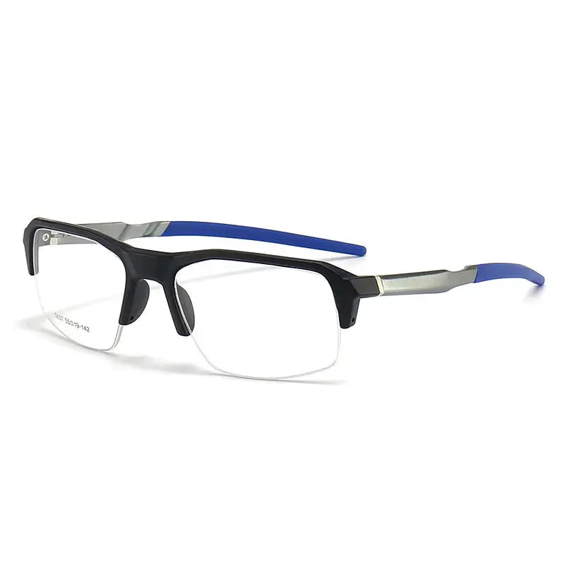 Unisex Square Semi-Rimless TR90 Sports Glasses 58578 — view 8 | Rx Spectacle