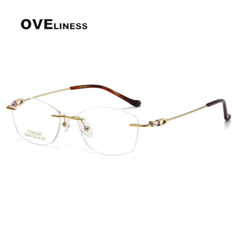 Women's Cat Eye Rimless Titanium Prescription Glasses 196006 — view 2 | Rx Spectacle