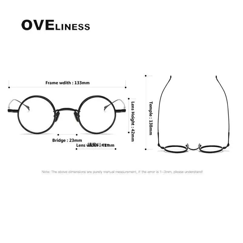 Unisex Round Full Rim Titanium Prescription Glasses V8 — view 7 | Rx Spectacle