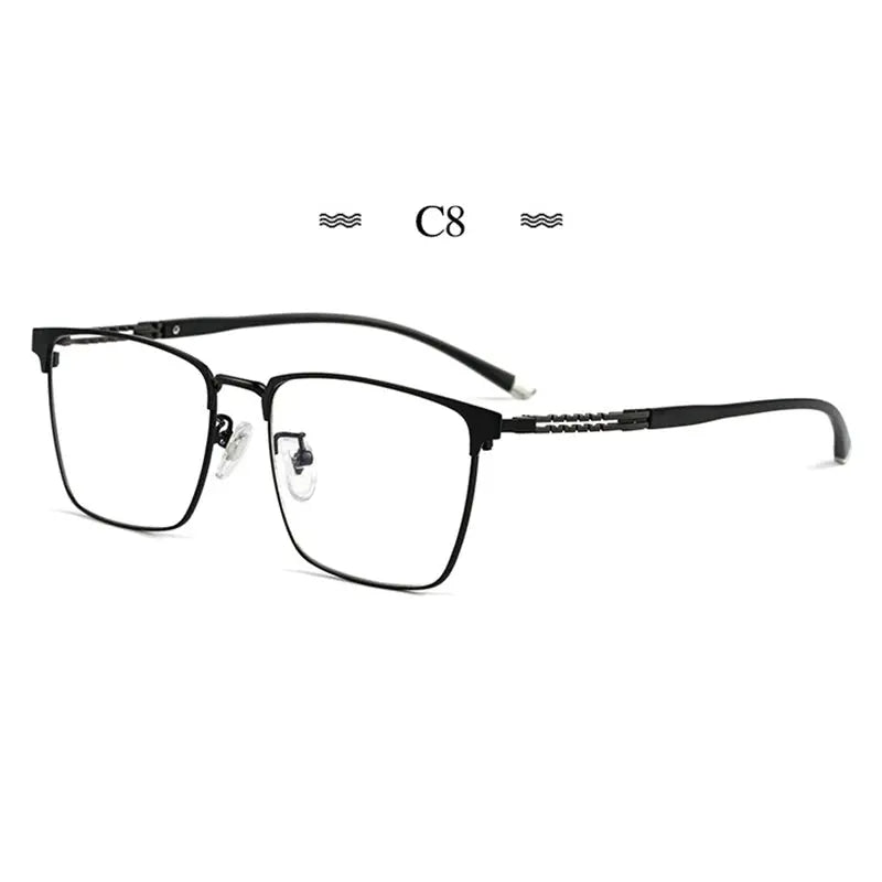 Men's Square Full Rim Titanium Prescription Glasses 86114 — view 3 | Rx Spectacle