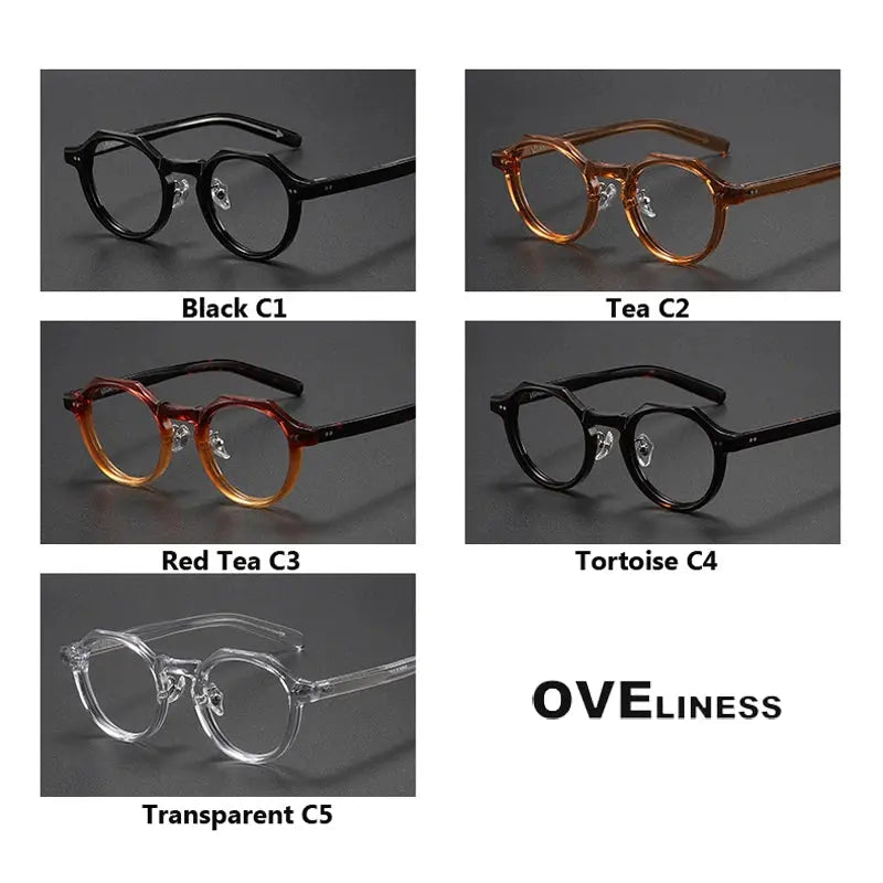 Unisex Round Full Rim Acetate Prescription Glasses V003 — view 5 | Rx Spectacle