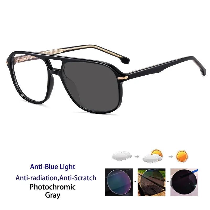 Unisex Square Full Rim Titanium Double Bridge Reading Glasses 821206 — view 4 | Rx Spectacle