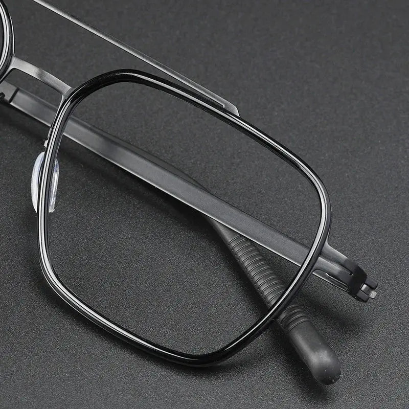 Unisex Square Full Rim Titanium Double Bridge Prescription Glasses 42988 — view 3 | Rx Spectacle