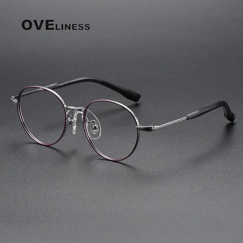 Unisex Round Full Rim Titanium Prescription Glasses 80939 — view 10 | Rx Spectacle