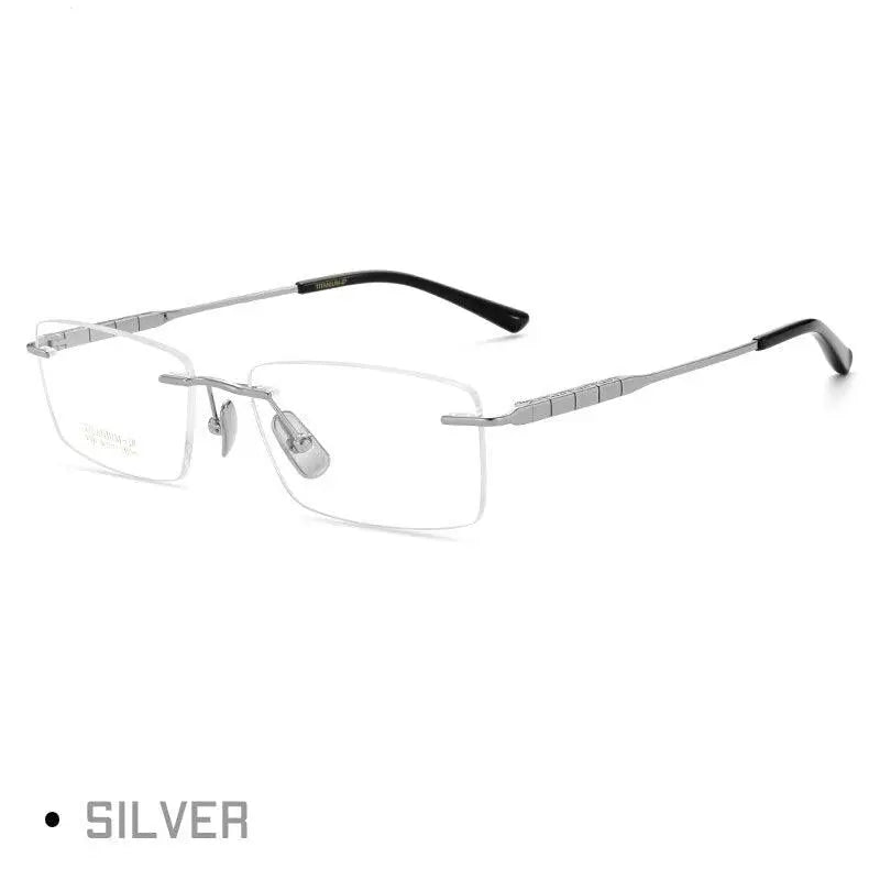 Men's Square Rimless Titanium Prescription Glasses 91091 — view 2 | Rx Spectacle